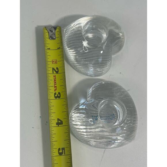 Vintage Toscany Candle Holders Taper Heart Shape Clear Glass Japan  - Picture 4 of 4
